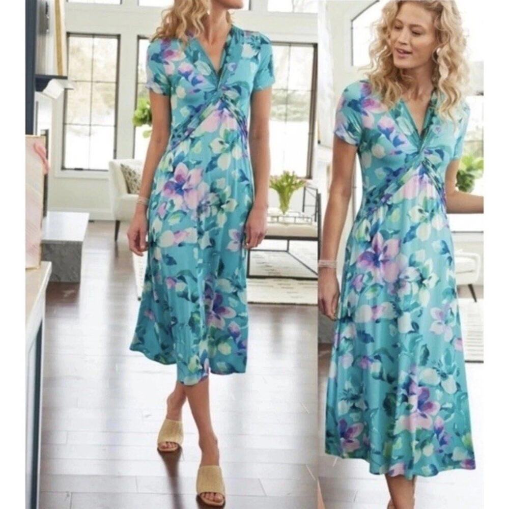Soft Surroundings Women’s Savior Midi Soft Jersey Dress in Lilac Amaryllis XS